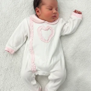 Tutina Neonata Sommaruga Cuore bianco rosa