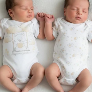 Coppia Body Neonato Nazareno Gabrielli americano Altalena bianco beige