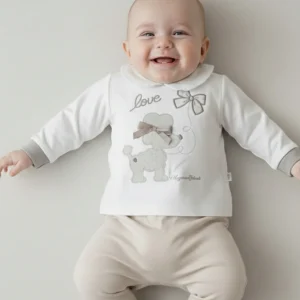 Completo Neonata Dog bianco e beige