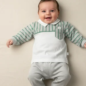 Clinico Neonato Orsetto righe verde e grigio