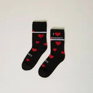 CALZINI TWINSET NERI CUORI