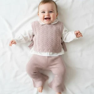 Completo Neonata Gilet rosa antico