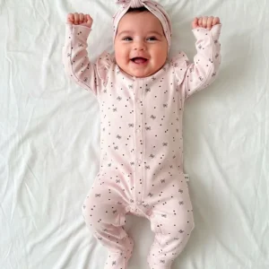 Tutina Neonata maxi cuffietta fiocco rosa fiocchetti