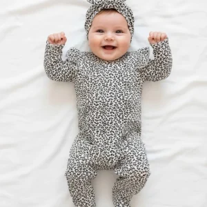 Tutina Neonata animalier maxi cuffietta fiocco