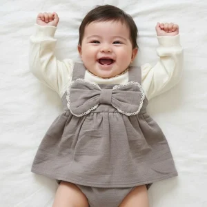Abito Neonata fiocco marroncino