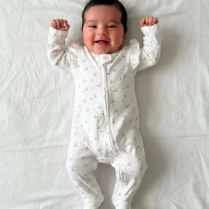 Tutina Neonata fiocchetti bianca e rosa