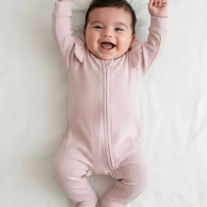 Tutina Neonata costine rosa antico