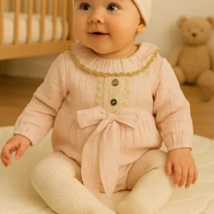 Completo Neonata Dolce rosa chiaro e beige calzini