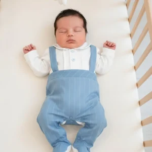 Tutina Neonato Nazareno Gabrielli Salopette gessata blu