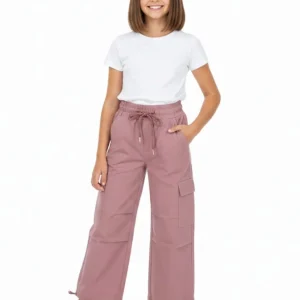 Pantalone Bambina Cargo coulisse rosa antico