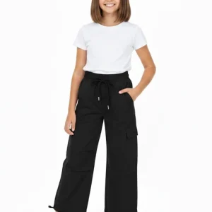 Pantalone Bambina Cargo coulisse nero