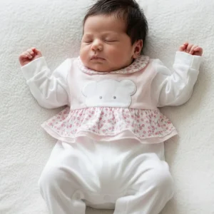 Tutina Neonata Batuffolini Orsetto bianca fiorellini