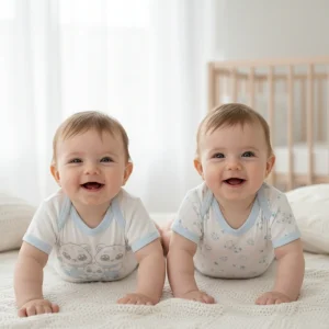 Coppia Body Neonato Nazareno Gabrielli americano bianco celeste