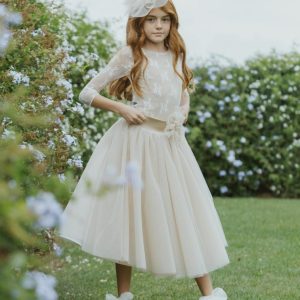 ABITO COLORICHIARI BODY PIZZO GONNA IN TULLE