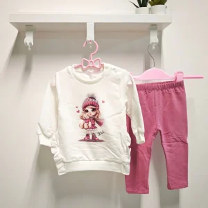 Completo Bambina Lilly bianco e fucsia