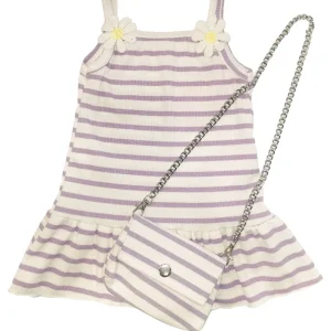 Abito Neonata Margherita righe lilla