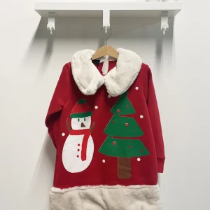 Abito Bambina Snowman rosso pelliccia