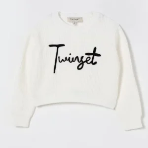 MAGLIONCINO TWINSET BIANCO LOGO