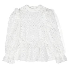 BLUSA ELISABETTA FRANCHI IN PIZZO TRAFORAT0 BIANCA