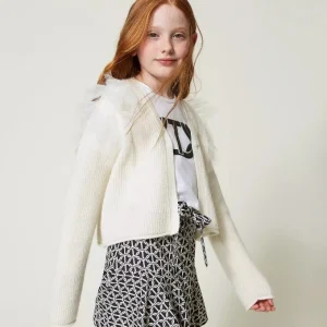 CARDIGAN TWINSERT BIANCO ROUGE