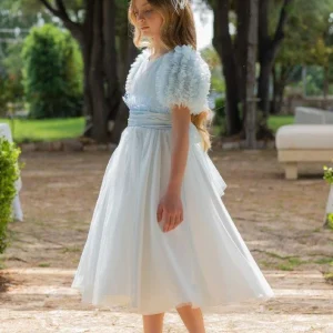 ABITO COLORICHIARI TULLE LISCIO CELESTE POLVERE