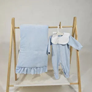 Completo Neonato ciniglia cielo