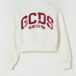 FELPA GCDS CROP BIANCA LOGO RETRO BORDO