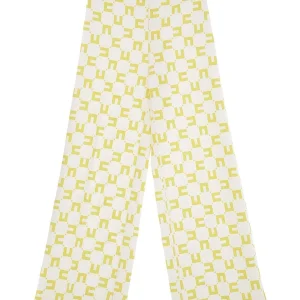 PANTALONE ELISABETTA FRANCHI CREPE STAMPA BURRO/CEDRO