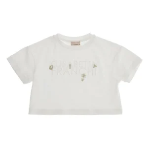 T-SHIRTELISABETTA FRANCHI  RICAMO CHARMS PANNA CHIARO