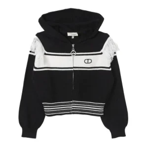 FELPA TWINSET IN FILO ZIP E FRANGE