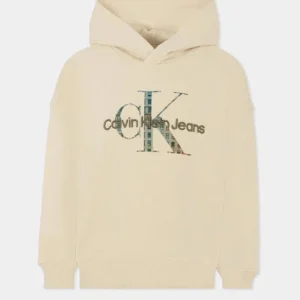 FELPA CALVIN KLEIN CAPPUCCIO LOGO VERDE