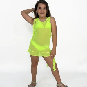 Costume Bambina Rosa giallo fluo