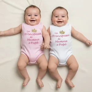 Coppia Body Neonata Principessa rosa