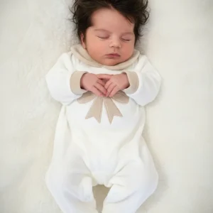 Tutina Neonata Cuore fiocco bianca e beige