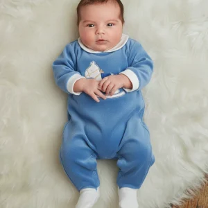 Tutina Neonata Cavallo a dondolo ciniglia blu