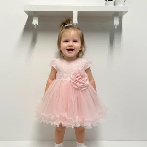 Abito Neonata fiore tulle rosa
