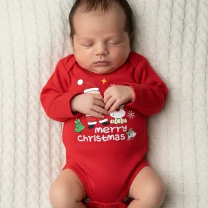 Body Neonato Natale rosso manica lunga.