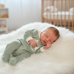 Tutina Neonata Cavallo a dondolo ciniglia verde salvia