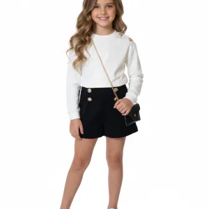 Completo Bambina bottoni dorati nero bianco