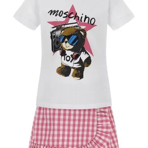 SET MOSCHINO T-SHIRT + SHORT QUADRI FUCSIA