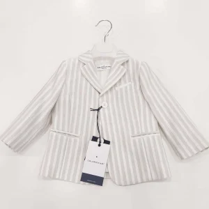 GIACCA A RIGHE DI LINO BEIGE