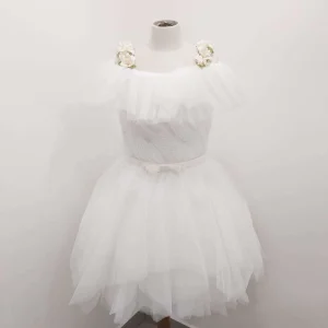 ABITO BIANCO CON SPALLINE DI FIORI