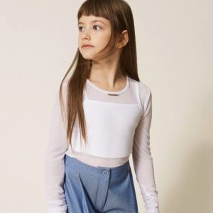 TOP TWINSET TULLE BIANCO