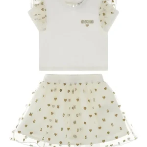 SET MOSCHINO BLUSA+GONNA CUORI ORO