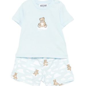T-SHIRT+SHORT MOSCHINO NUVOLE CELESTE