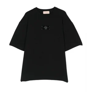 T-SHIRT ELISABETTA FRANNCHI CON STAMPA LOGO NERO