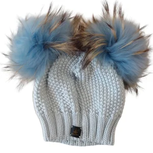 CAPPELLO REGINA CELESTE CON DOPPIO PON POM IN PELLICCIA