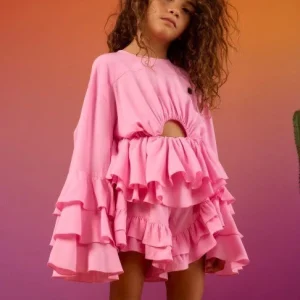 CAMICIA PINKO CON VOLANT E CHARM ROSA