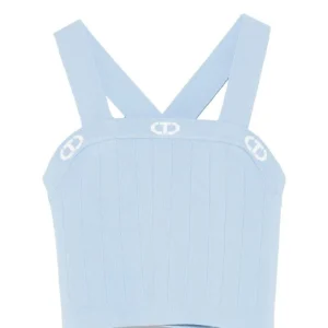 TOP TWINSET CELESTE IN FILO