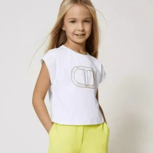 T-SHIRT TWINSET LOGO OVAL ORO